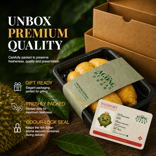 Agong Durian Black Thorn 400g — Fresh Dehusked Flesh