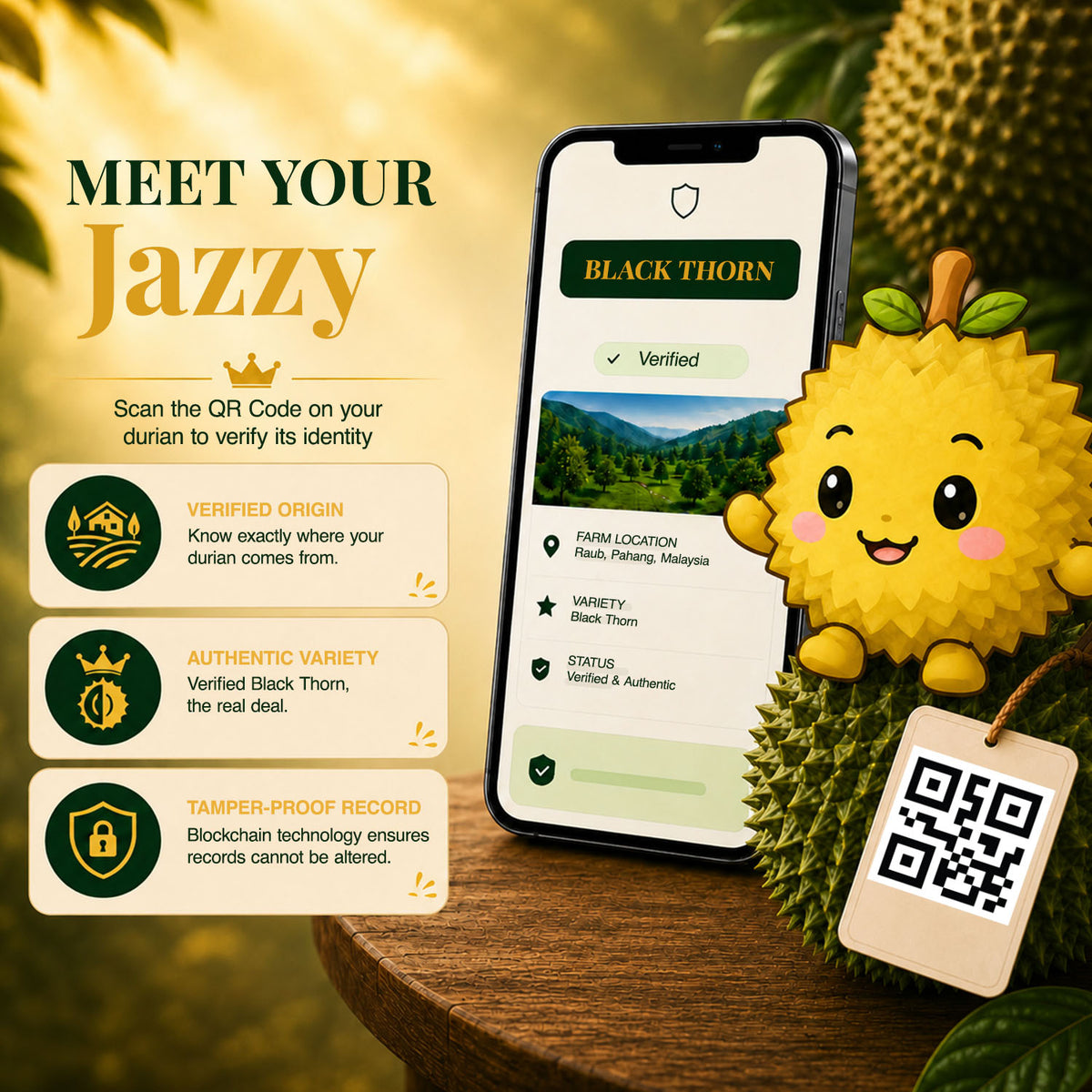 AGONG Durian Black Thorn 400g — Fresh Dehusked Flesh