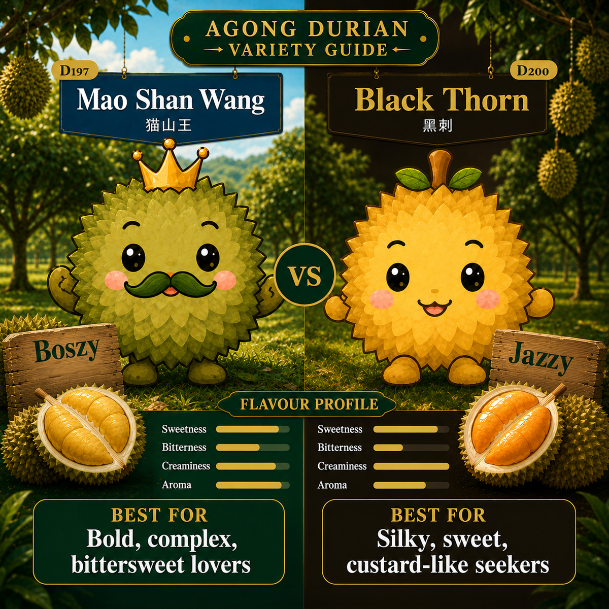 AGONG Durian Musang King 400g — Fresh Dehusked Flesh